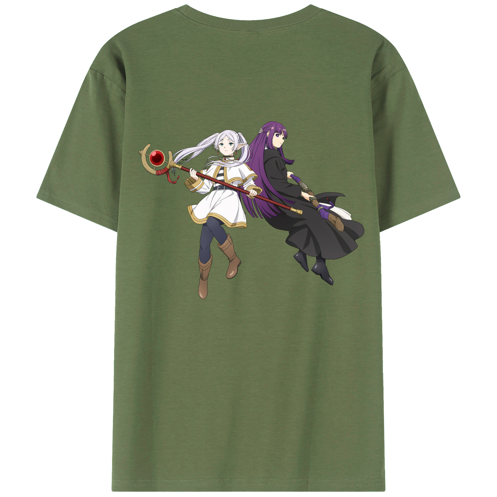 （画像用） 葬送のフリーレン Frieren 綿100％ メンズ半袖Tシャツ（バックプリント） 通気性